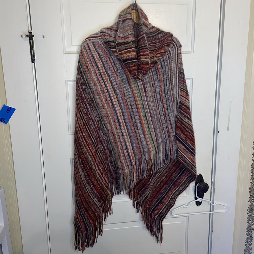 High Neck Shawl | Maroon Orange Beige Lavender | L/XL Boho Hippie Core